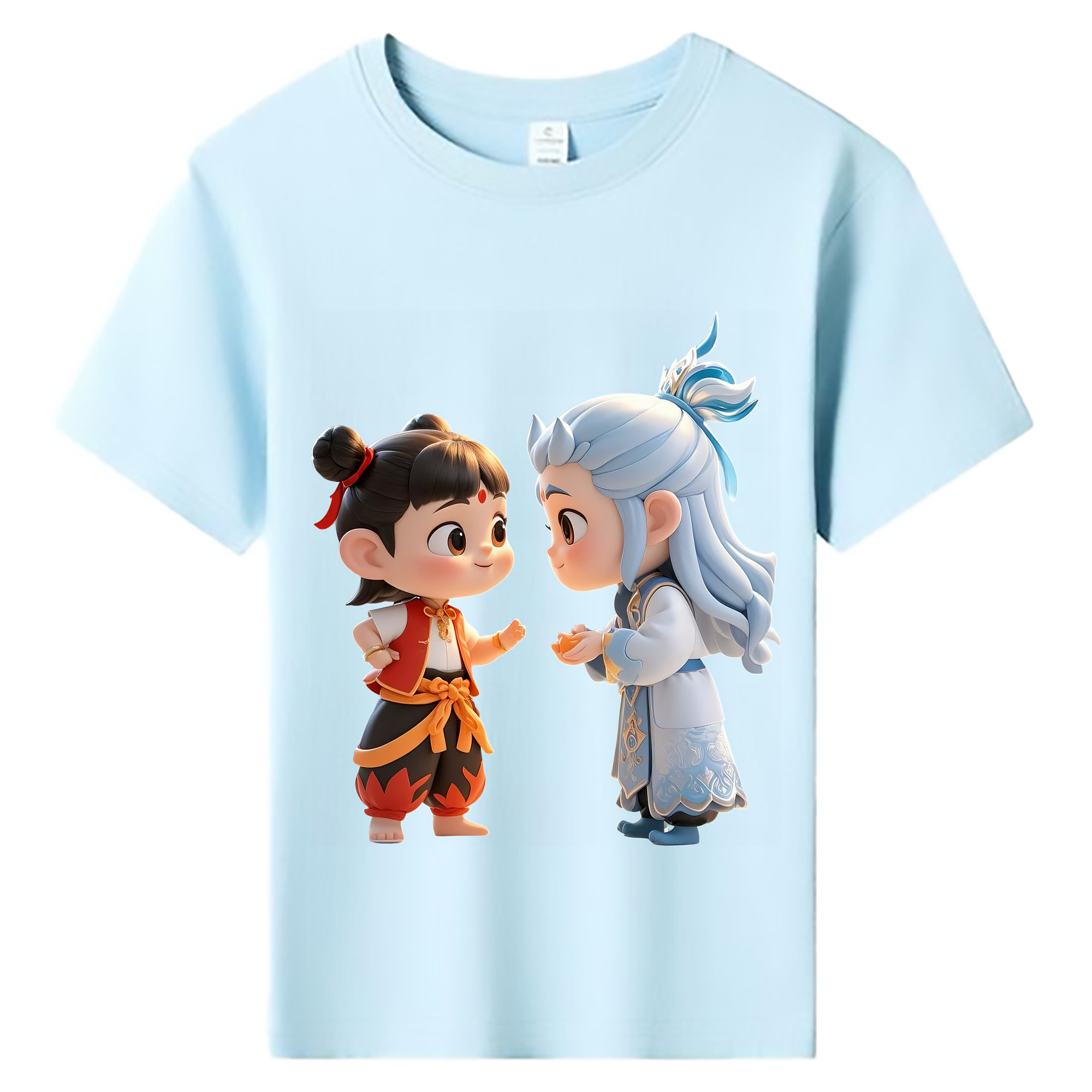 （画像用） Ne Zha 2 ナタ 魔童の大暴れ 綿100％キッズTシャツ（フロントプリント）